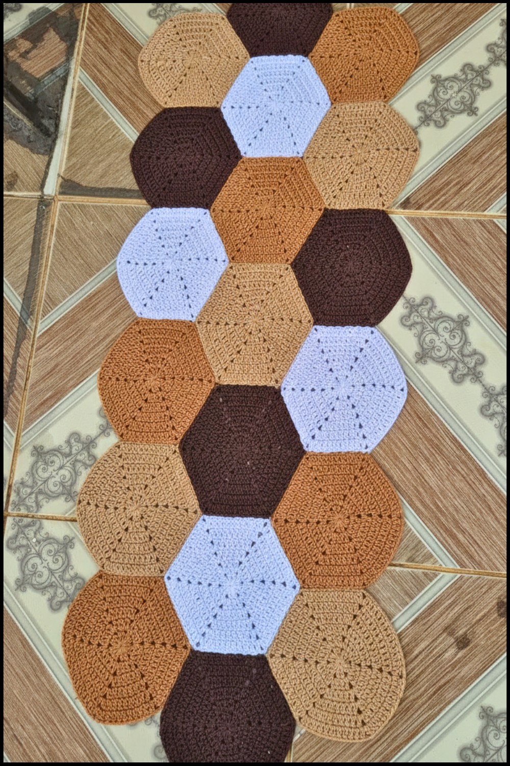 Crochet Hexagonal Rug Step-by-step Tutorial 2