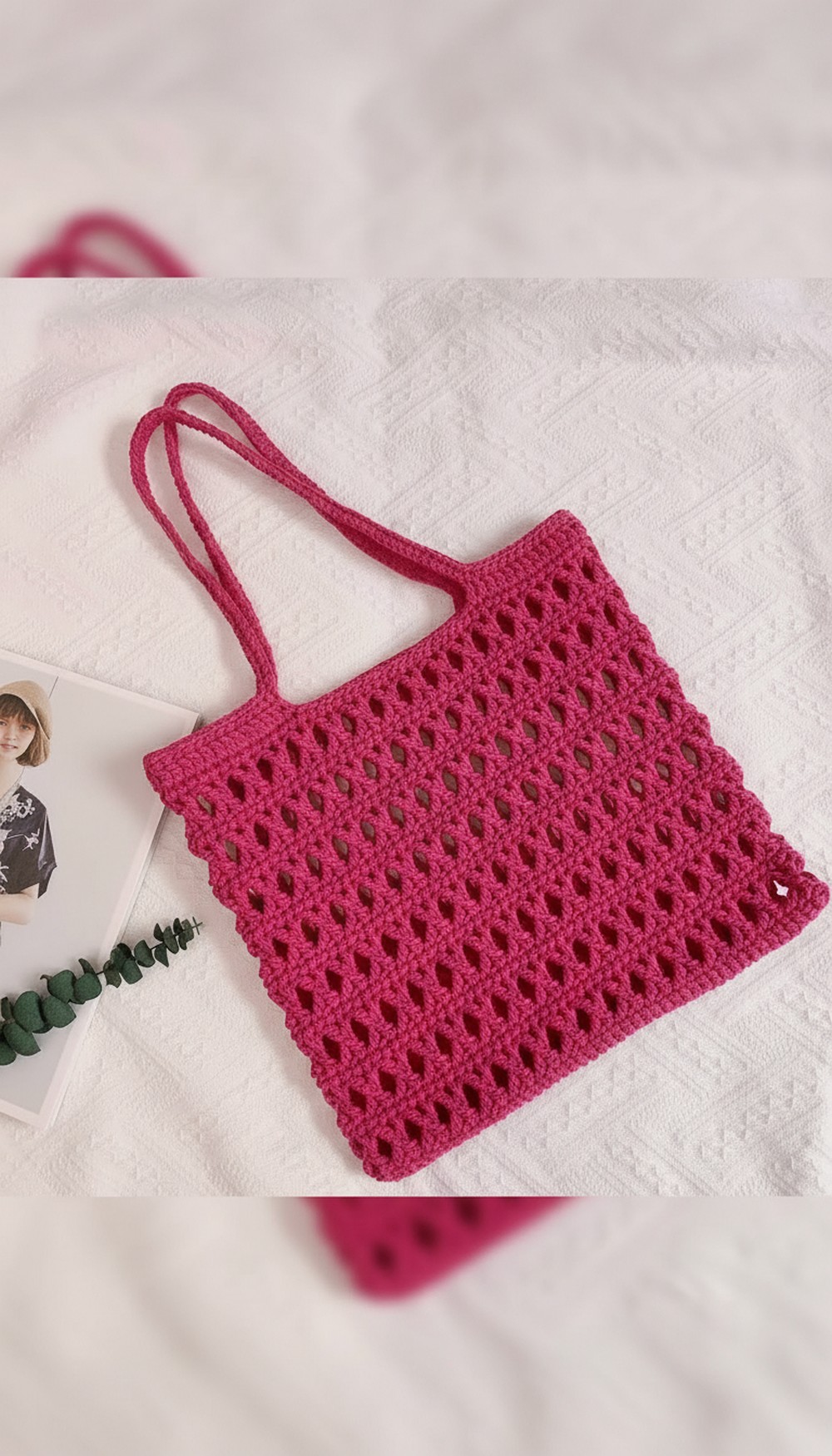 Crochet Mesh Shoulder Bag With X Pattern 3