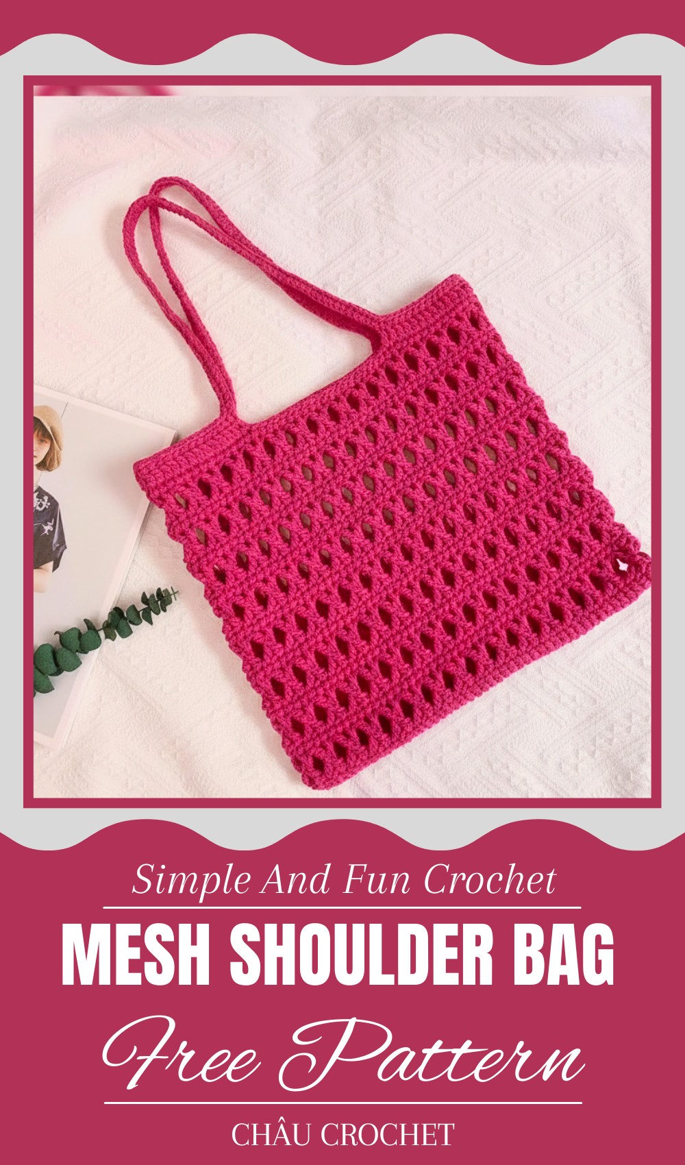 Crochet Mesh Shoulder Bag With X Pattern