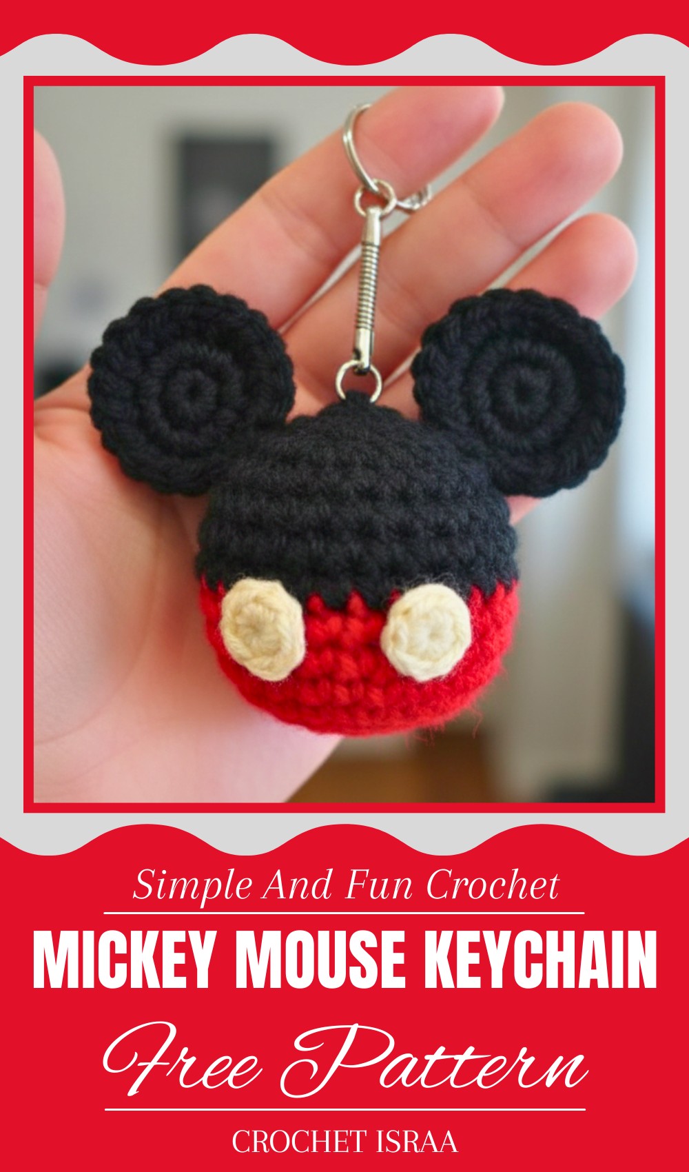 Crochet Mickey Mouse Keychain