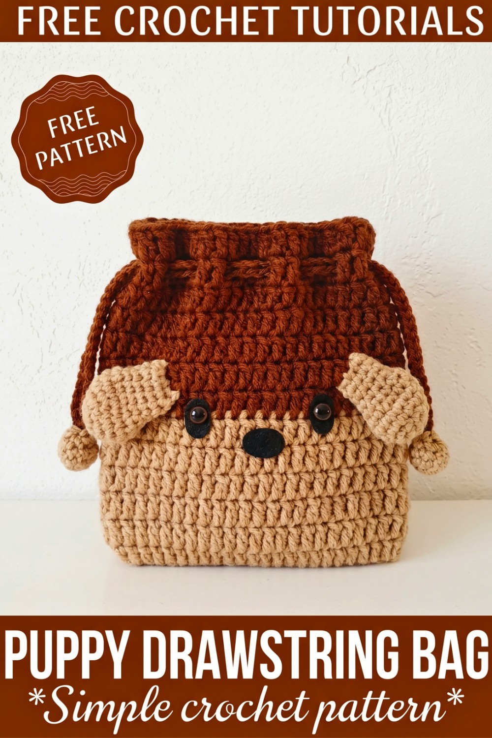 Crochet Puppy Drawstring Bag Pattern