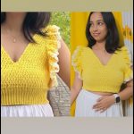 Crochet Ruffle Sleeve Crop Top 2