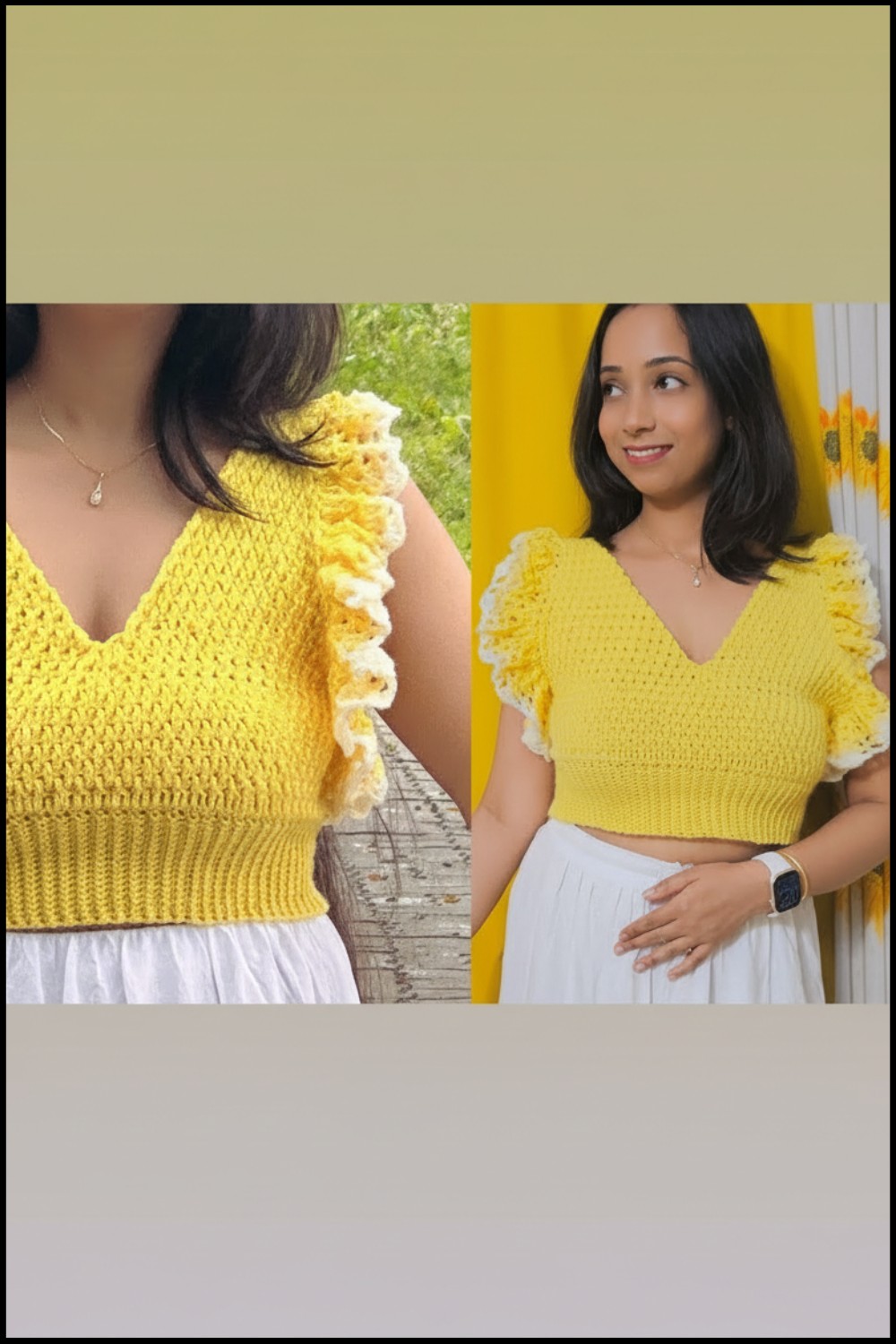 Crochet Ruffle Sleeve Crop Top 2
