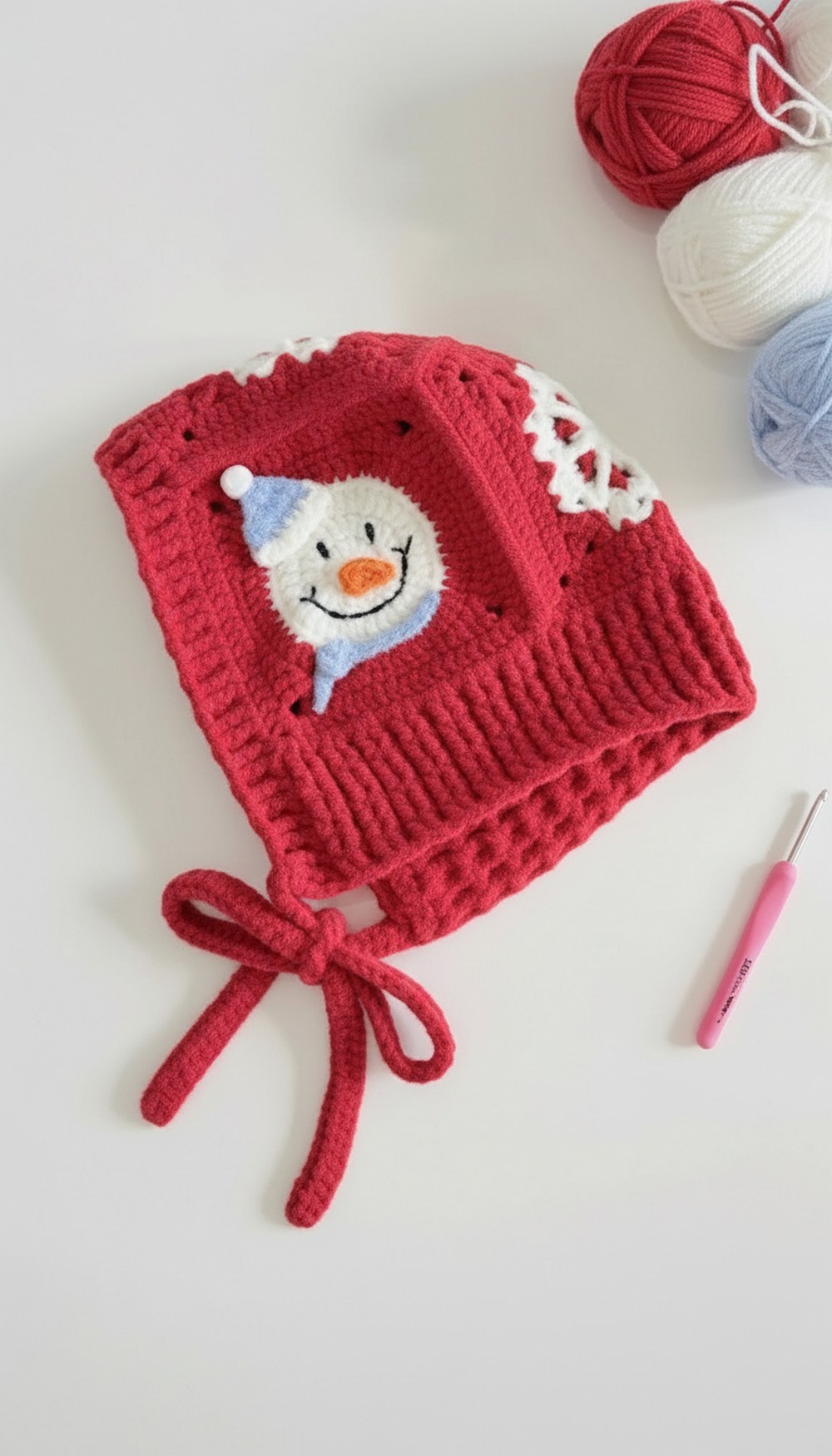 Crochet Snowman Earflap Hat Pattern 13