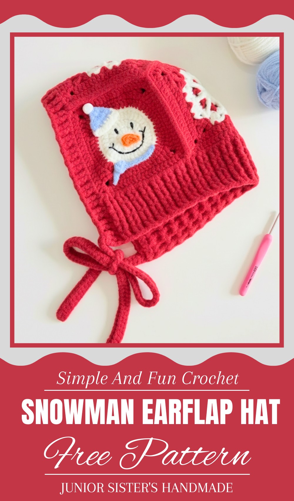 Crochet Snowman Earflap Hat Pattern