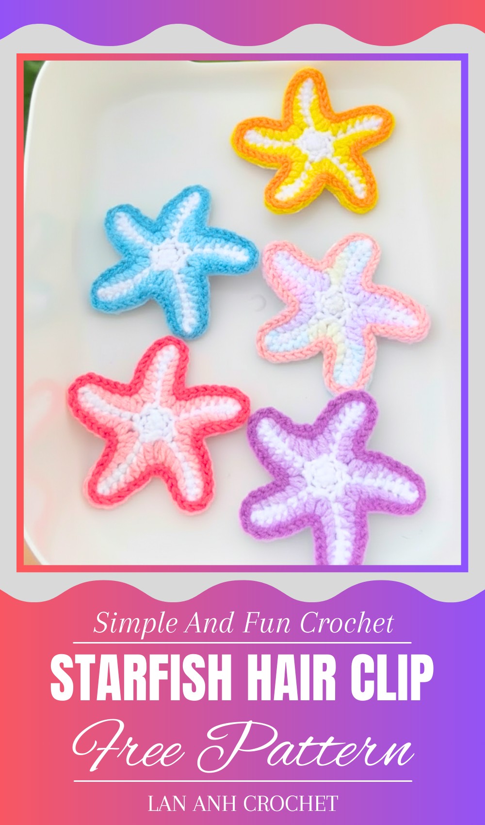Crochet Starfish Hair Clip Pattern