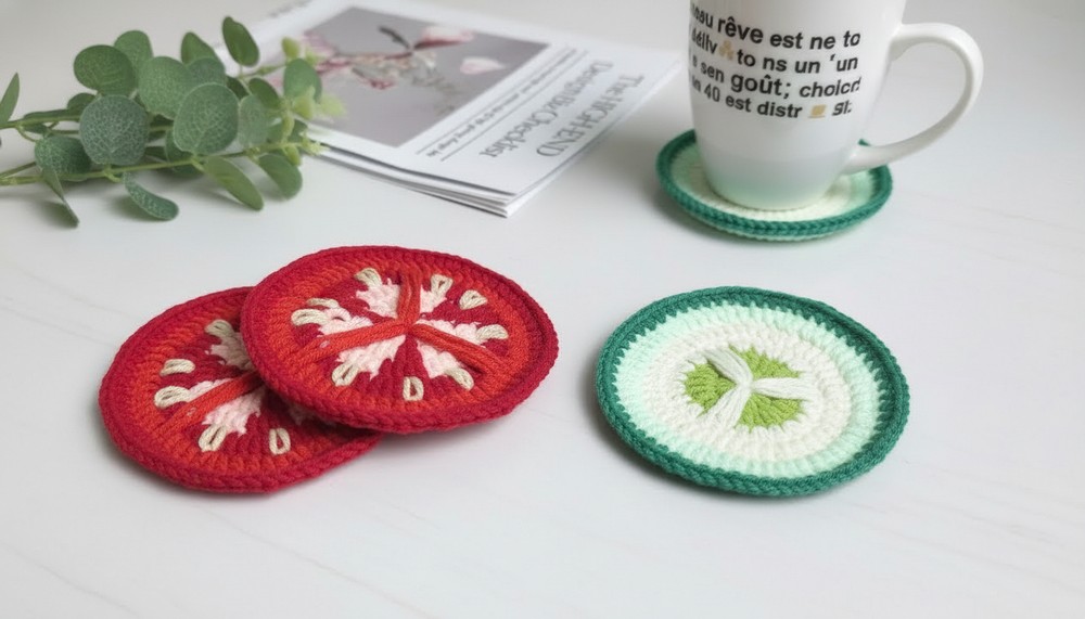 Crochet Tomato Coaster Pattern 1