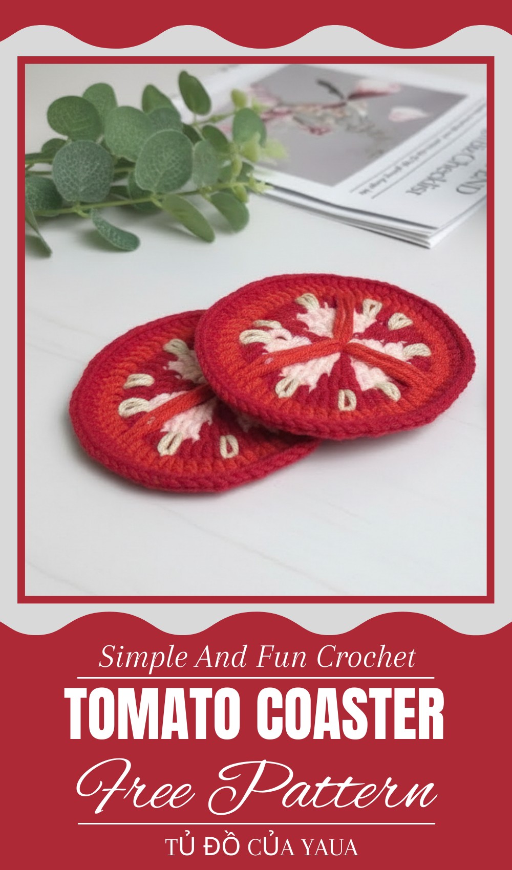 Crochet Tomato Coaster Pattern