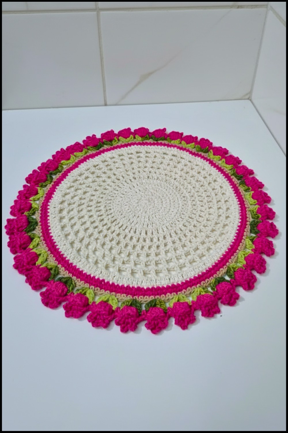 Crochet Tulip Placemat Step-by-step 2