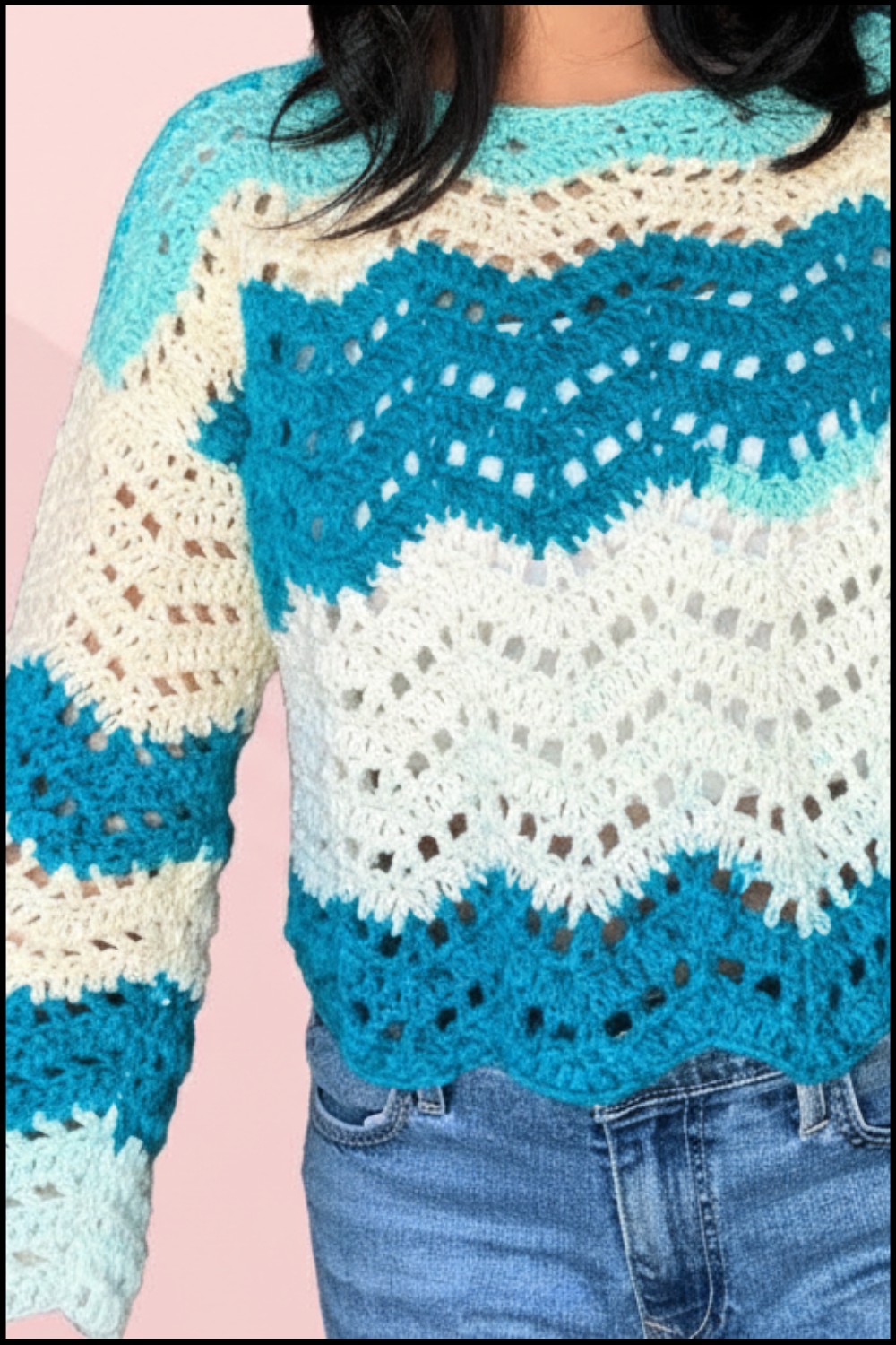 Crochet Wave Stitch Mesh Sweater Tutorial 2