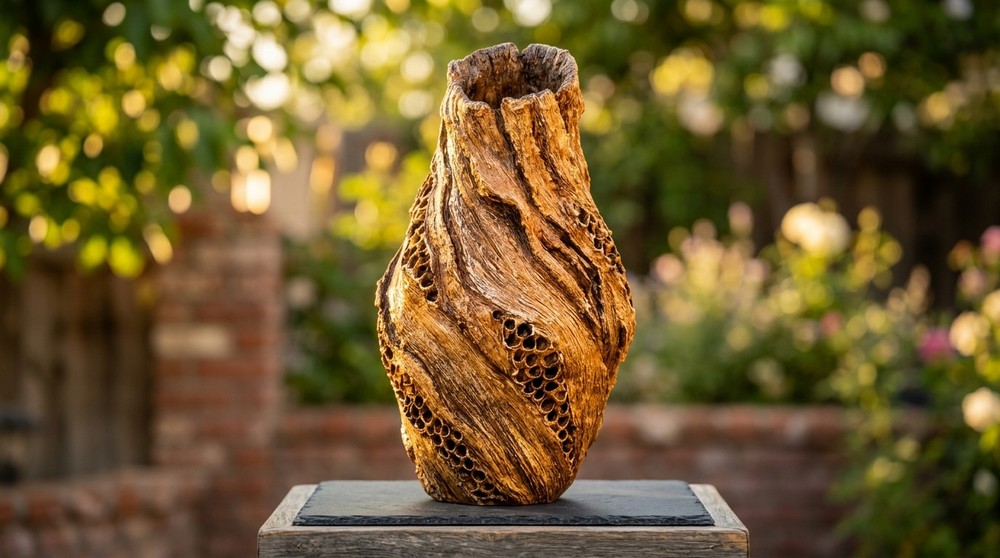 WOOD TEXTURE on Ceramic VASE | Full Tutorial | DIY AIR DRY CLAY Project for HOME DECOR