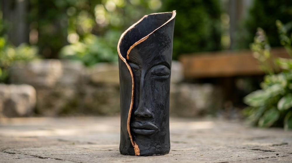 face vase/ air dry clay vase/ diy decor you need to try