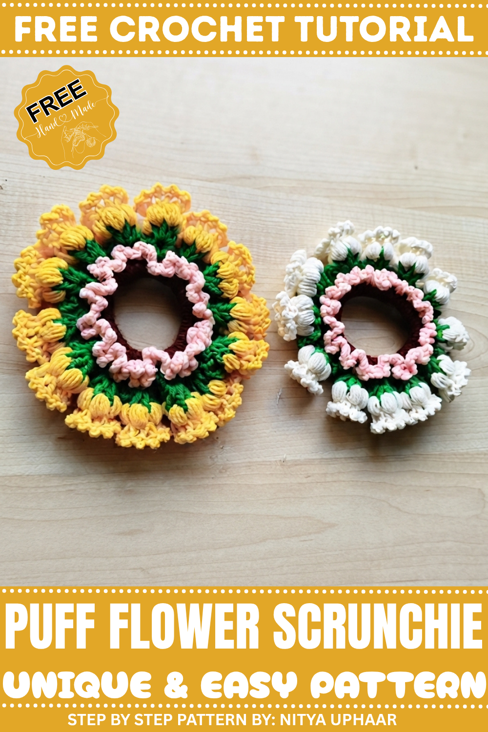 Puff Flower Scrunchie