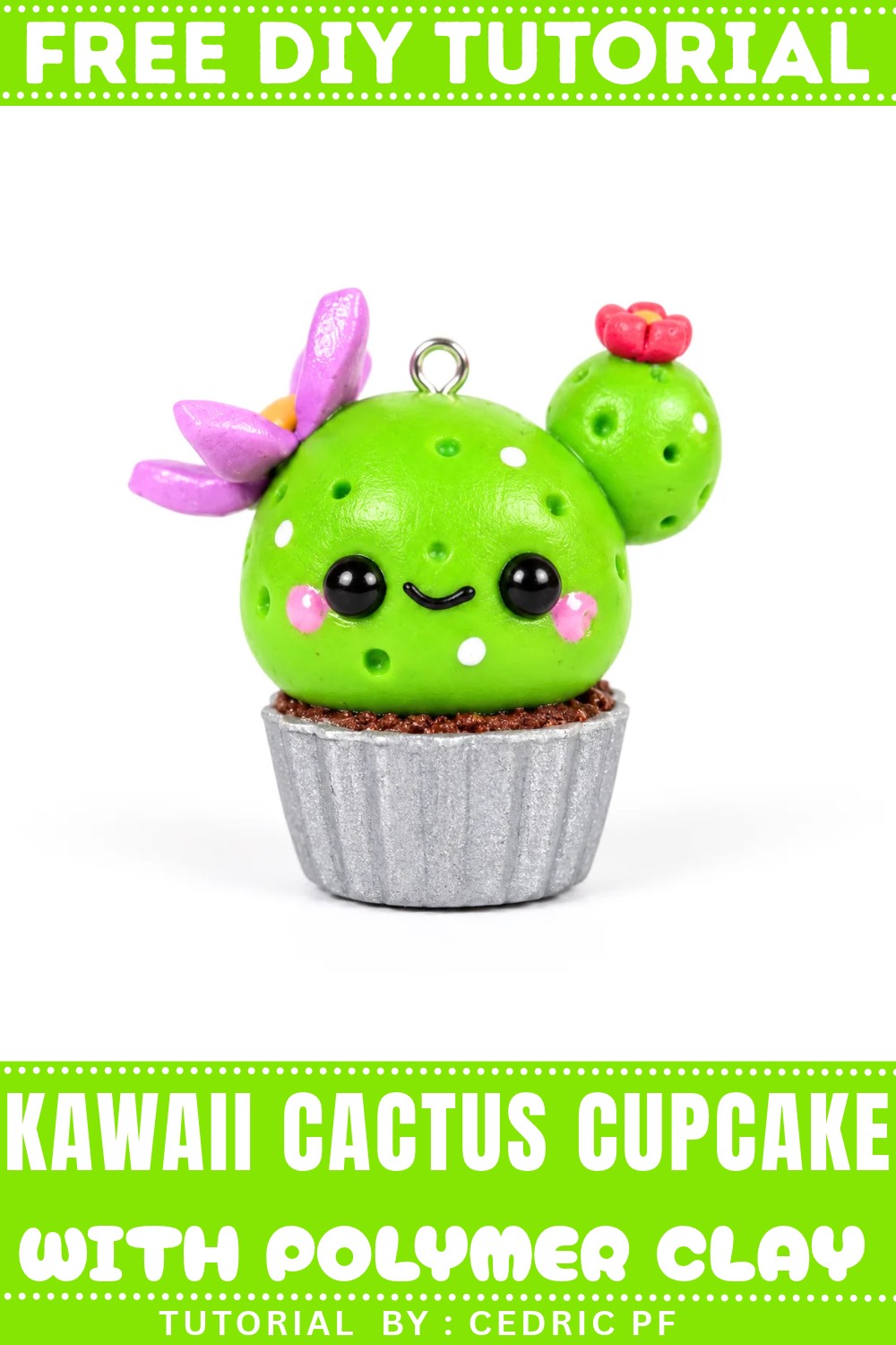 Cute Kawaii Cactus Cupcake Polymer Clay Tutorial (1)